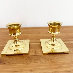 Party Lite Small Brass Shiny Candlesticks